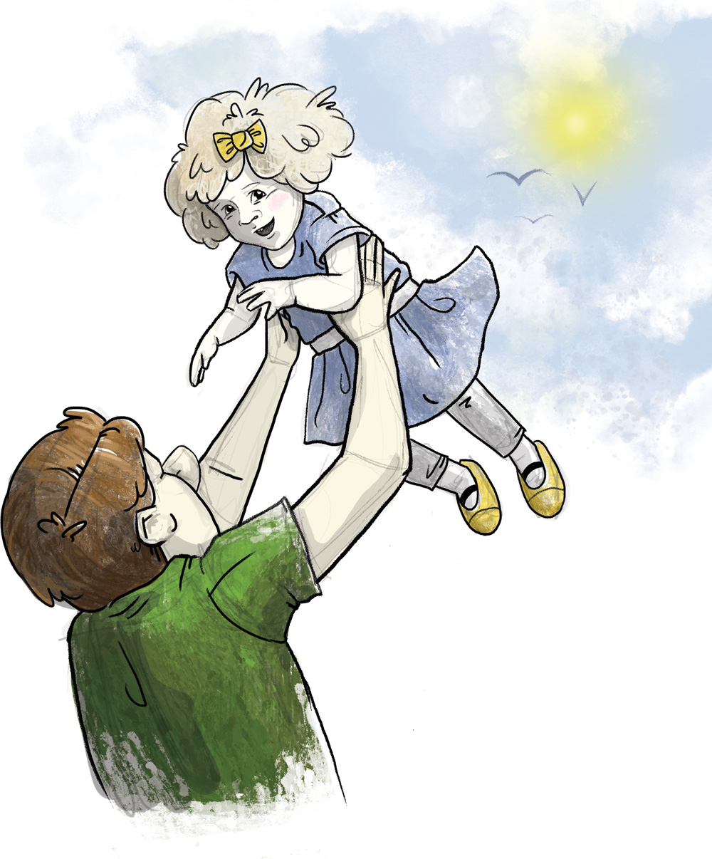 dad holding little girl